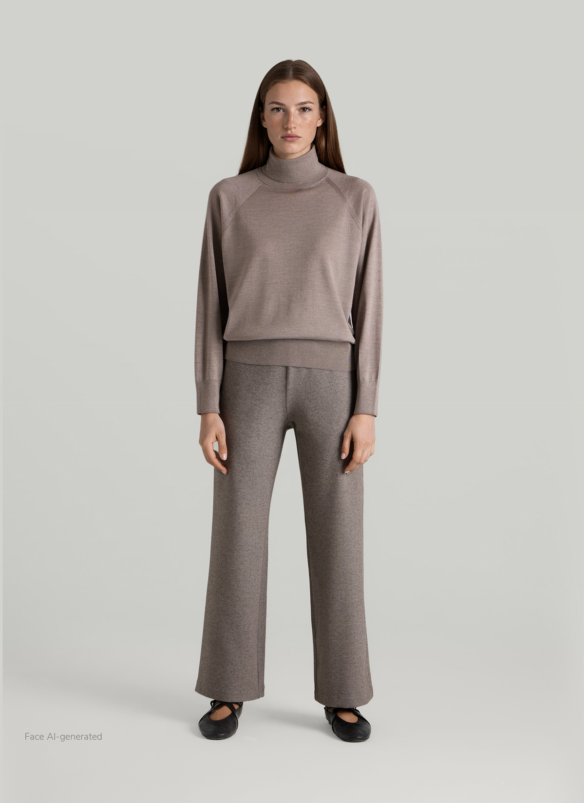 Pullover Rollkragen 1/2 Arm, Taupe Grey Detailansicht 2