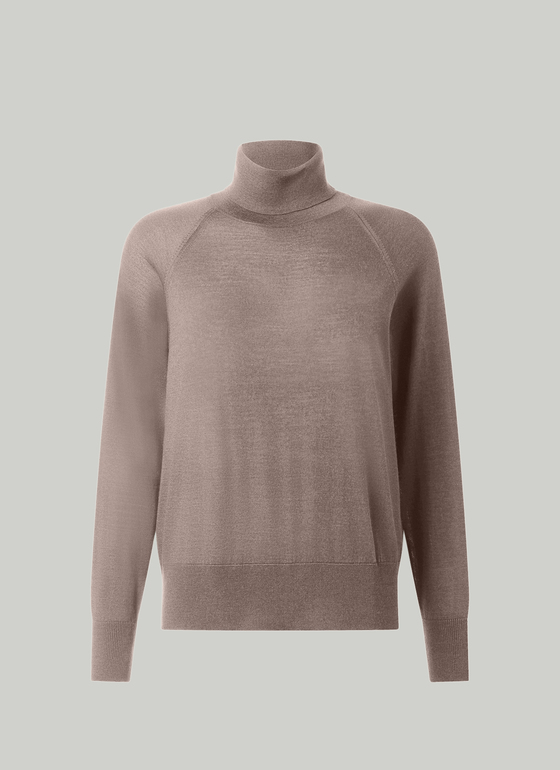 Pullover Rollkragen 1/2 Arm Taupe Grey Frontansicht