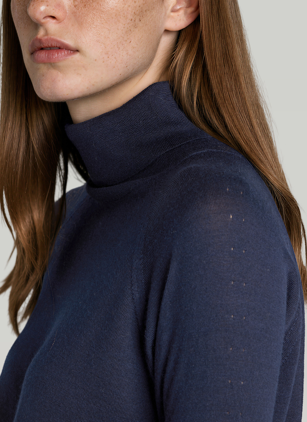 Pullover Rollkragen 1/2 Arm, Dark Denim Detailansicht 1