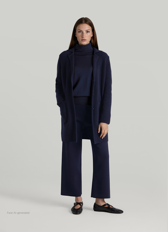 Pullover Rollkragen 1/2 Arm Dark Denim Frontansicht