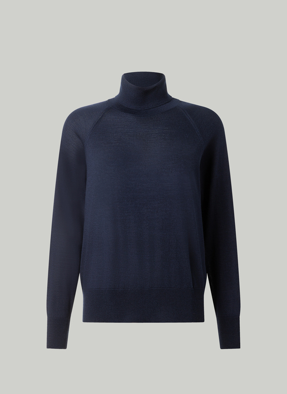 Pullover Rollkragen 1/2 Arm Dark Denim Frontansicht