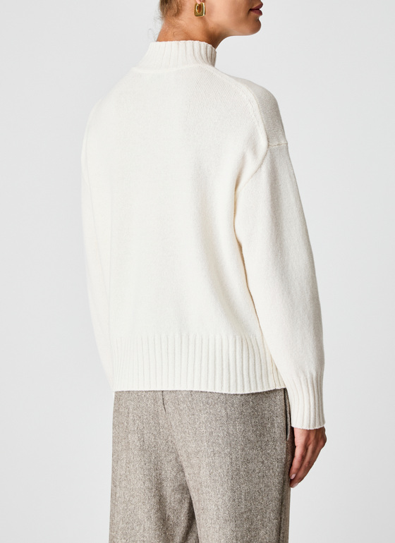 Pullover Stehkragen 1/1 Arm New White Frontansicht