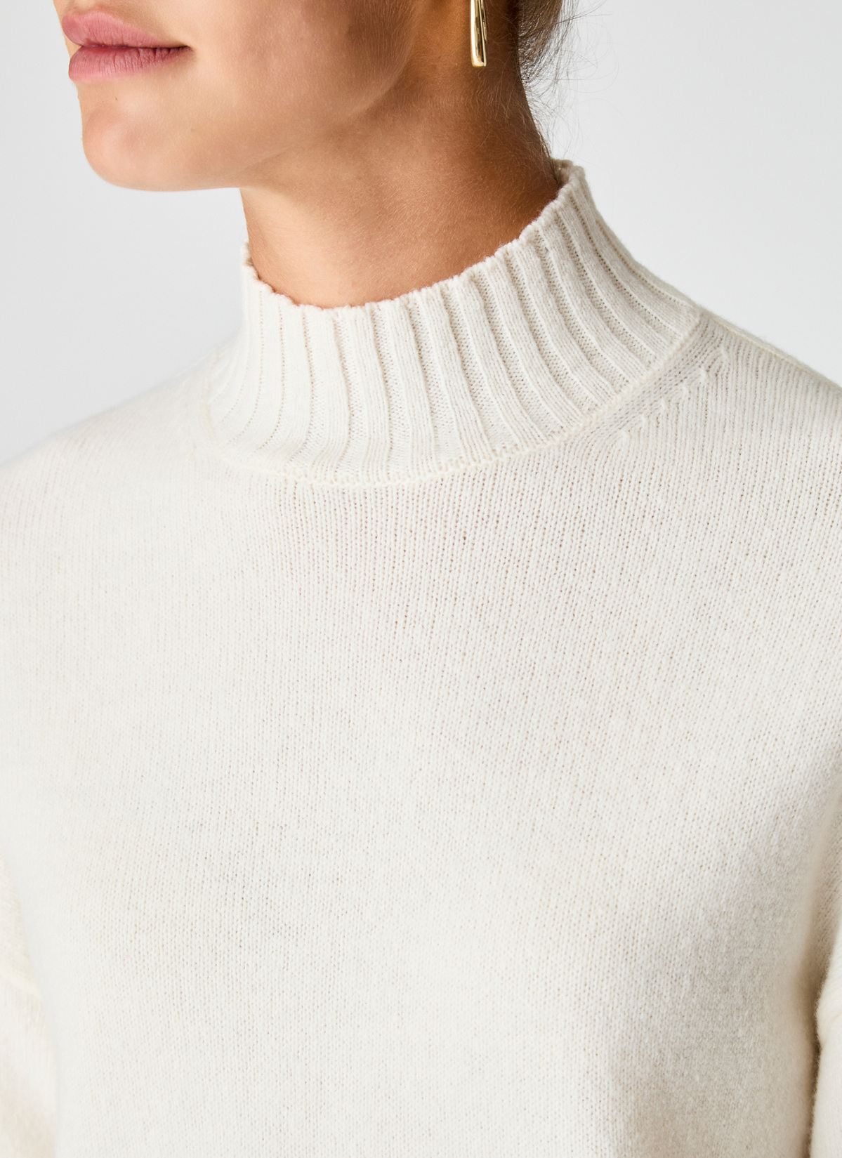 Pullover Stehkragen 1/1 Arm, New White Detailansicht 1
