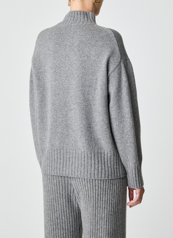 Pullover Stehkragen 1/1 Arm Granite Grey Frontansicht
