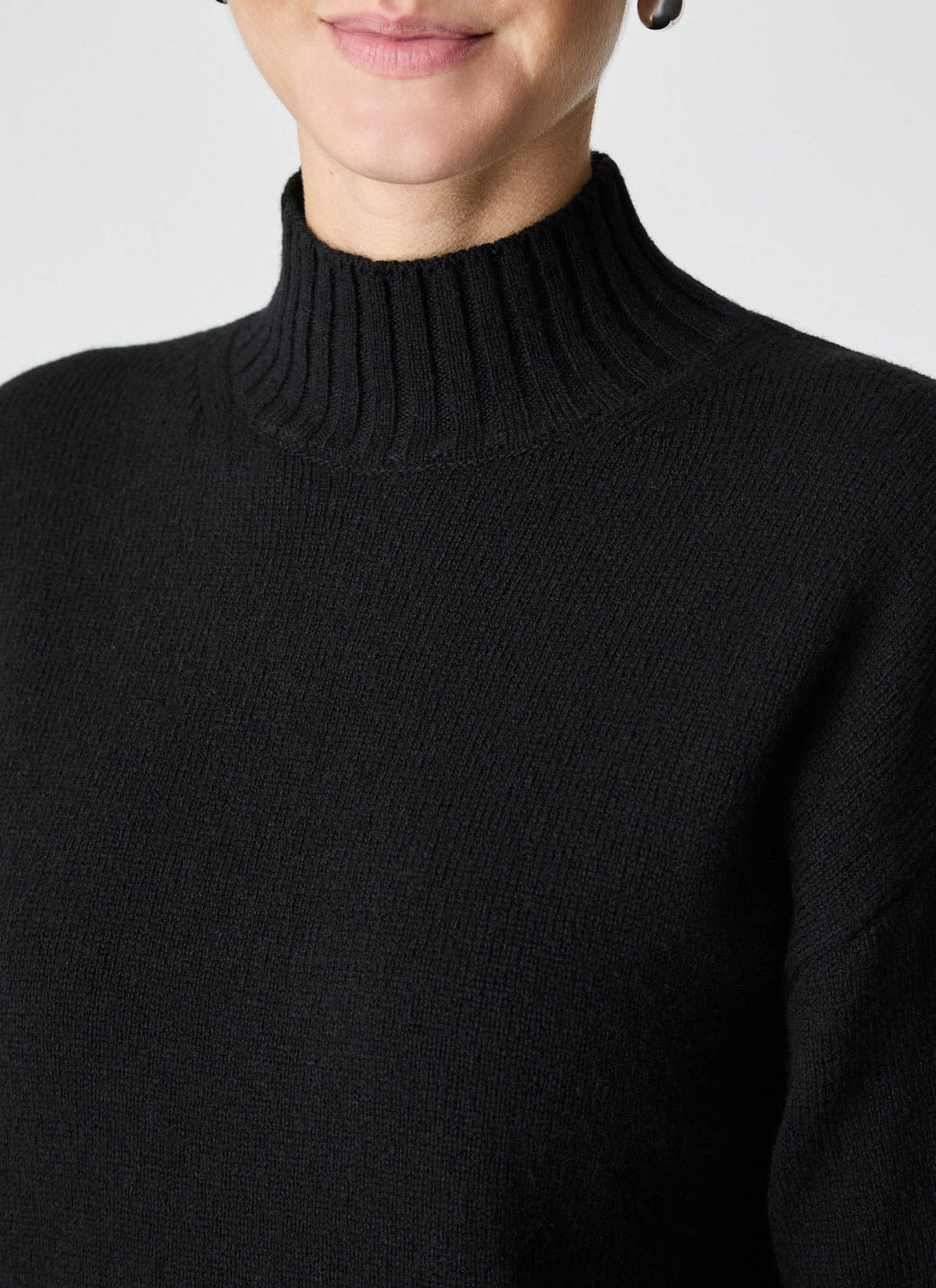Pullover Stehkragen 1/1 Arm, Black Detailansicht 1