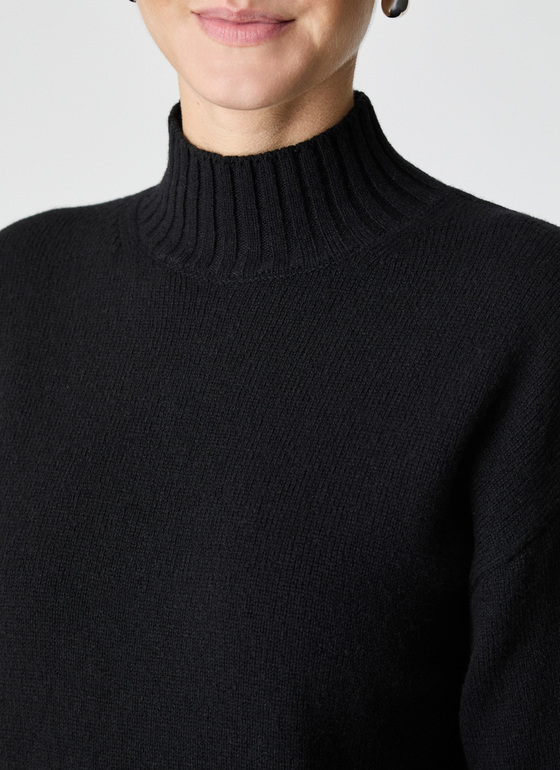 Pullover Stehkragen 1/1 Arm Black Frontansicht
