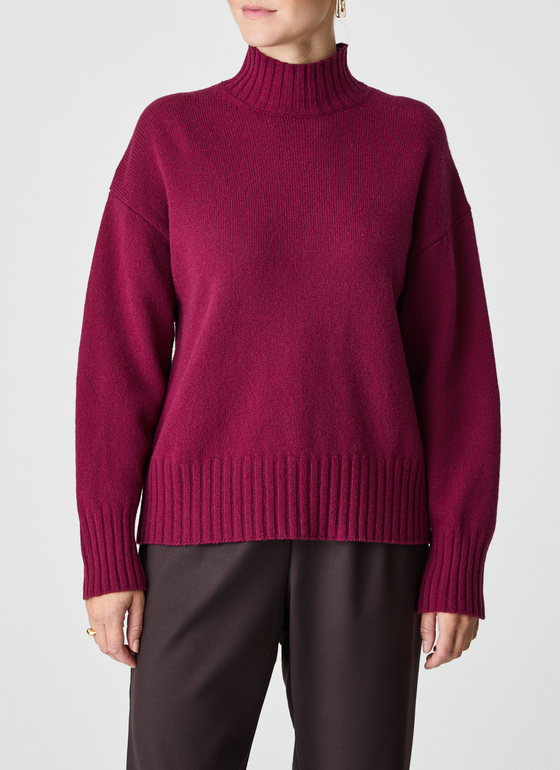 Pullover Stehkragen 1/1 Arm Bordeaux Frontansicht