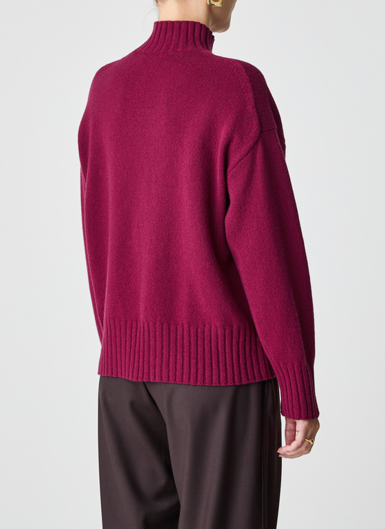 Pullover Stehkragen 1/1 Arm Bordeaux Frontansicht