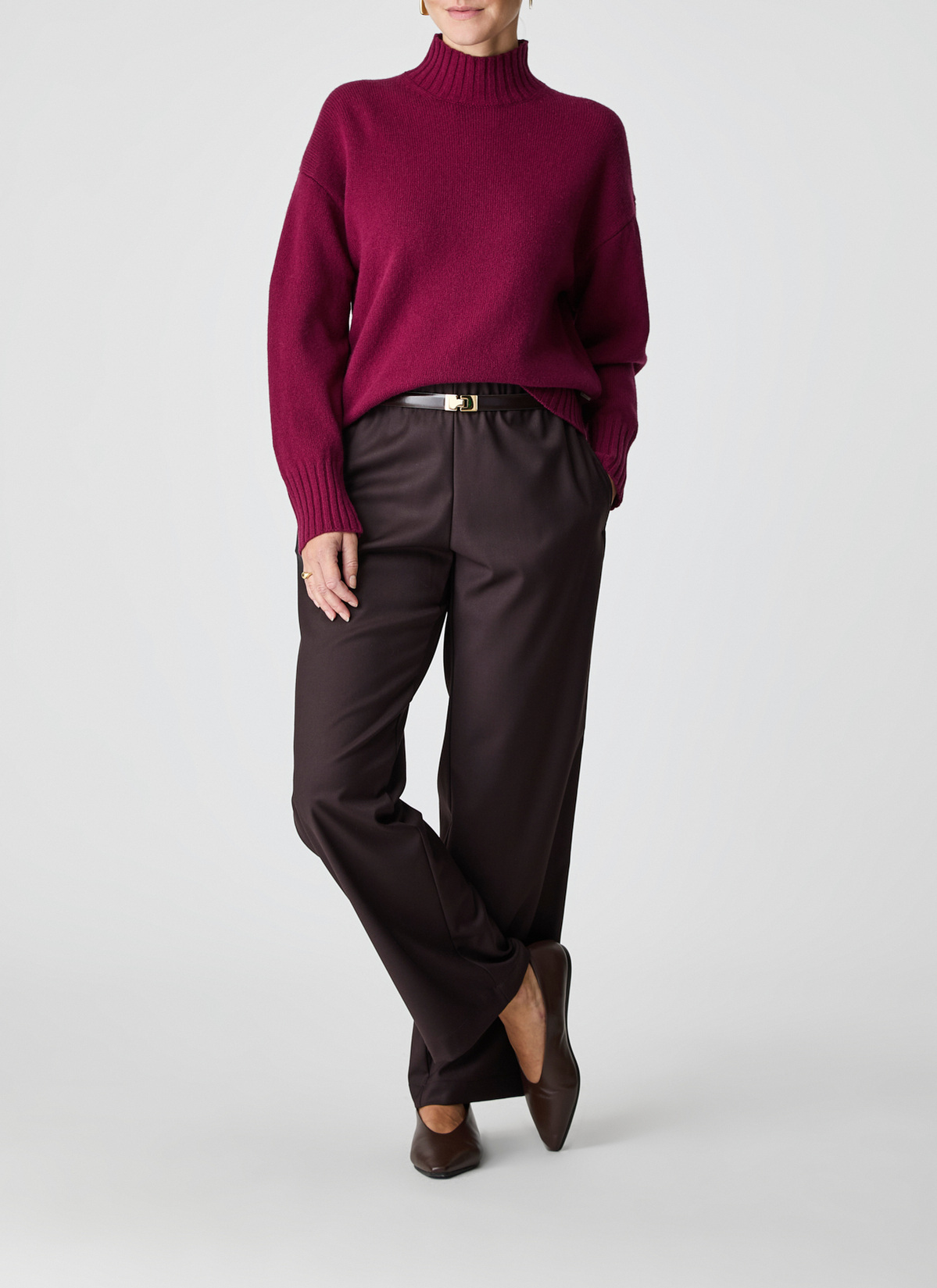 Pullover Stehkragen 1/1 Arm, Bordeaux Detailansicht 2