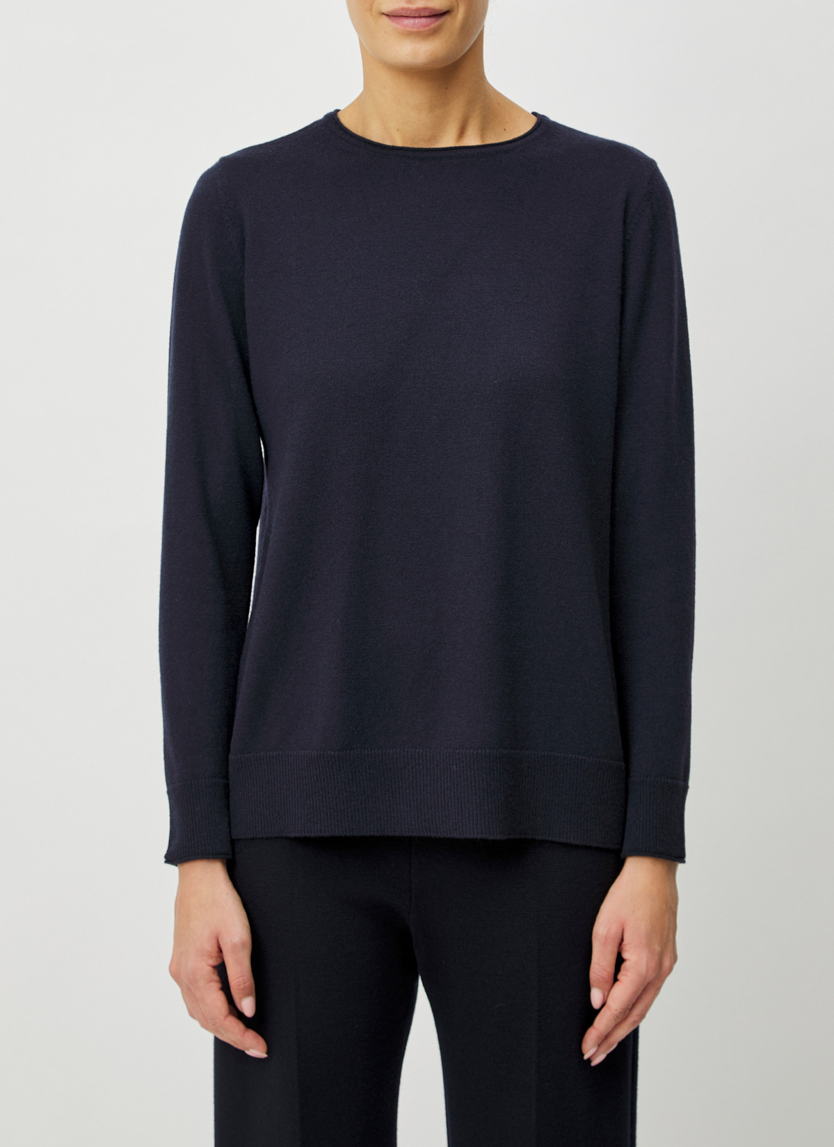 Pullover Rundhals 1/1 Arm, Navy Frontansicht