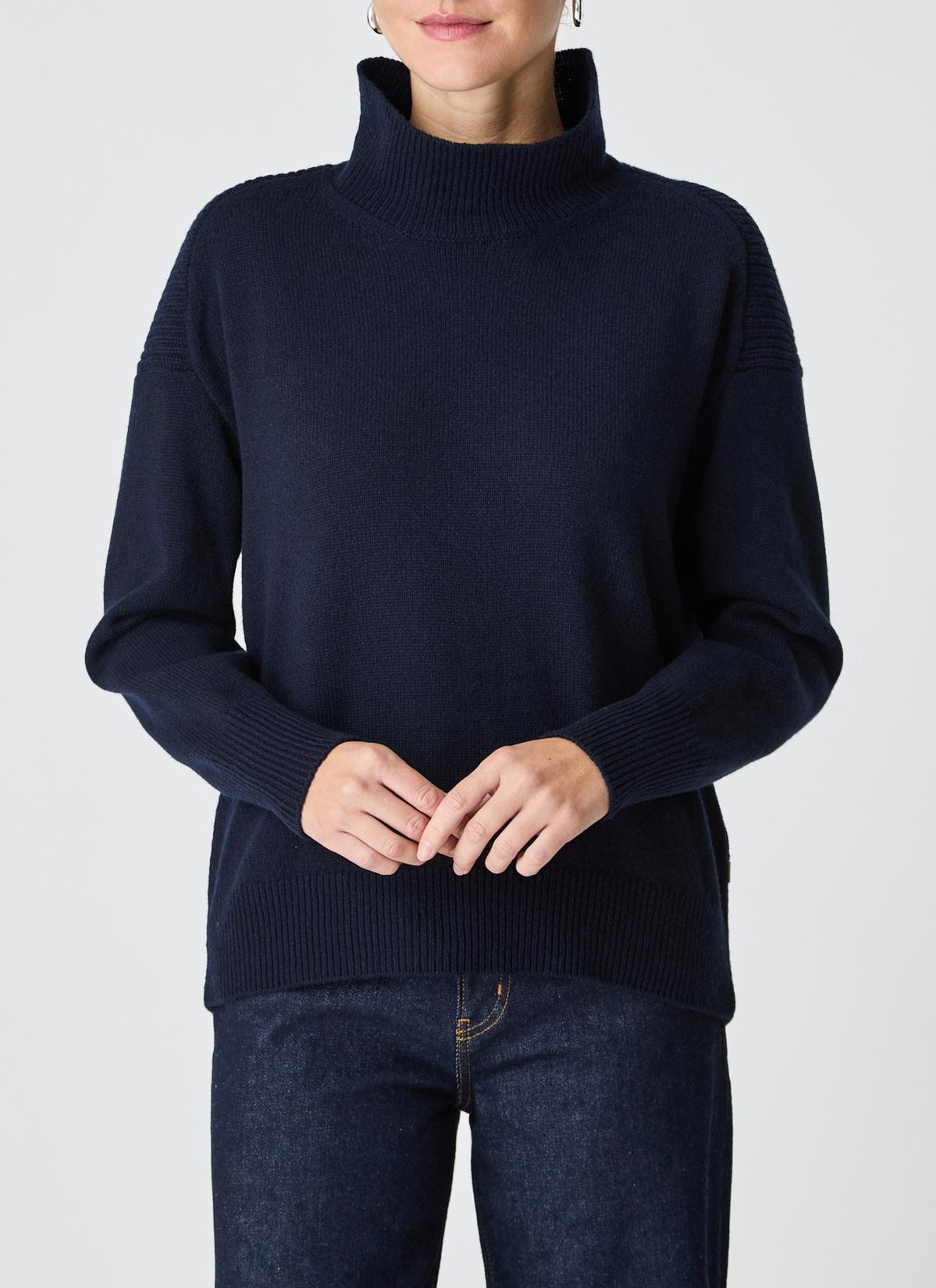 Pullover Stehkragen 1/1 Arm, Navy Detailansicht 1