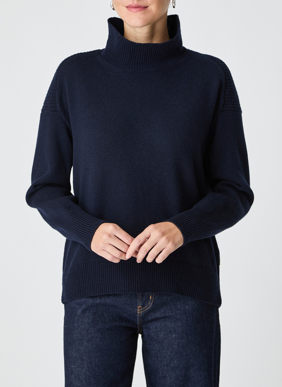 Pullover Stehkragen 1/1 Arm Navy Frontansicht