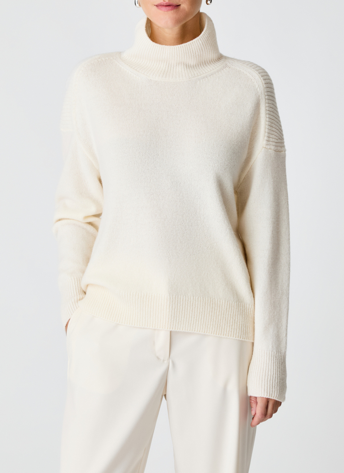 Pullover Stehkragen 1/1 Arm, New White Frontansicht