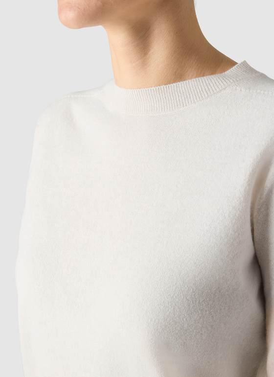 Pullover Rundhals 1/1 Arm New White Frontansicht