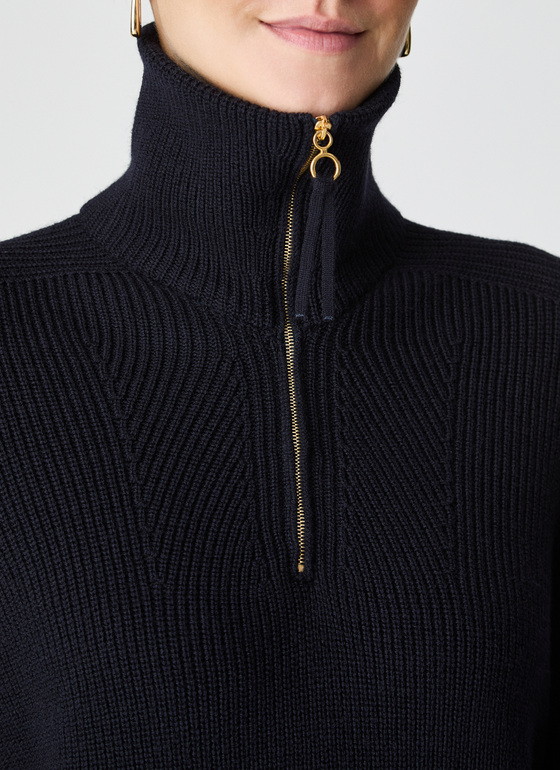 Pullover Rundhals 1/1 Arm Navy Frontansicht