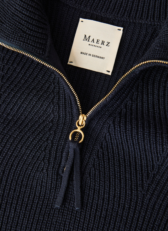 Pullover Rundhals 1/1 Arm Navy Frontansicht