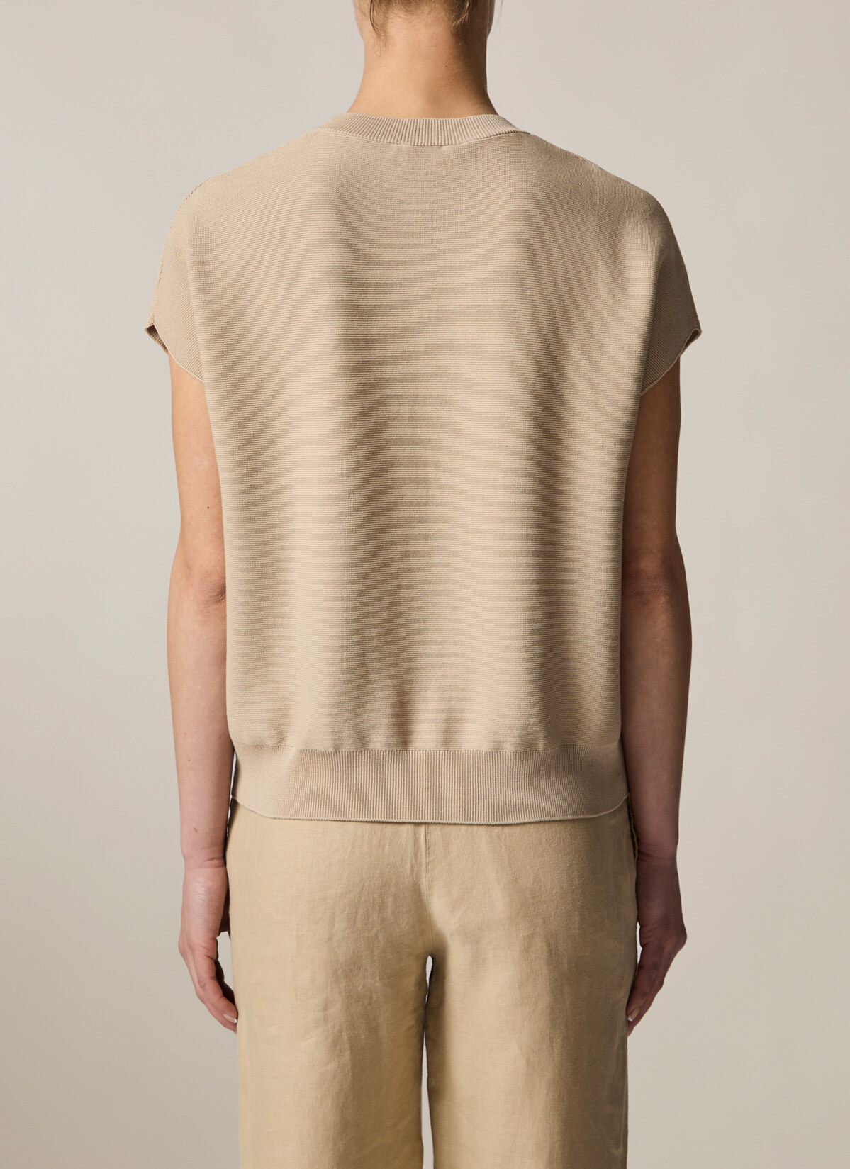 Pullover Rundhals 1/2 Arm, Beach Brown Rückansicht