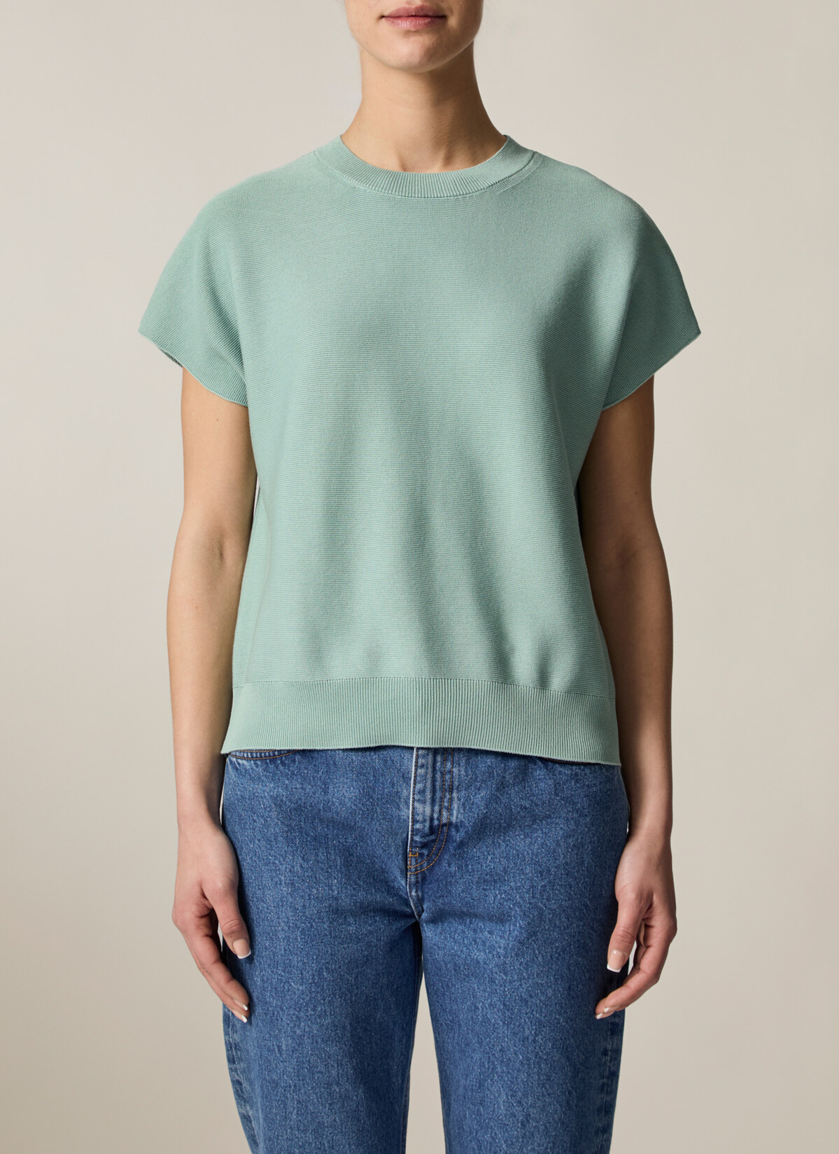 Pullover Rundhals 1/2 Arm, Light Aqua Detailansicht 1