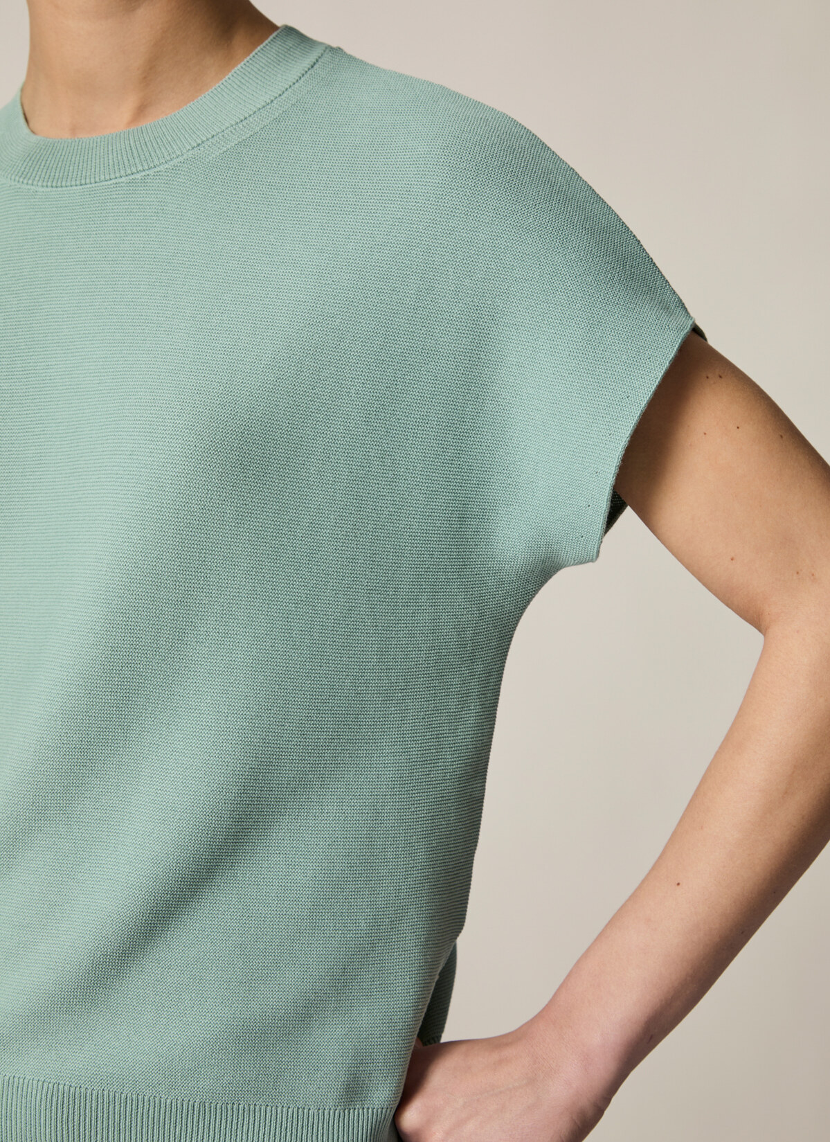 Pullover Rundhals 1/2 Arm, Light Aqua Detailansicht 2