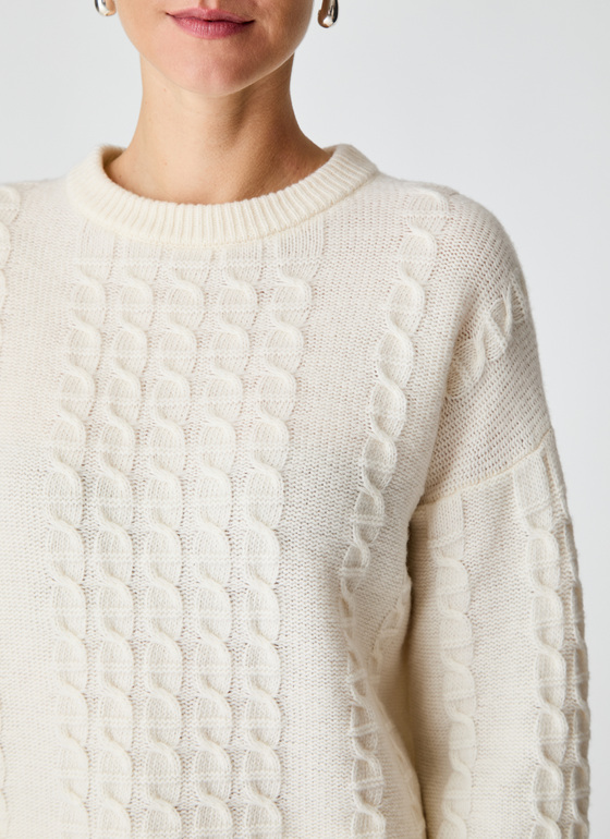 Pullover Rundhals 1/1 Arm New White Frontansicht