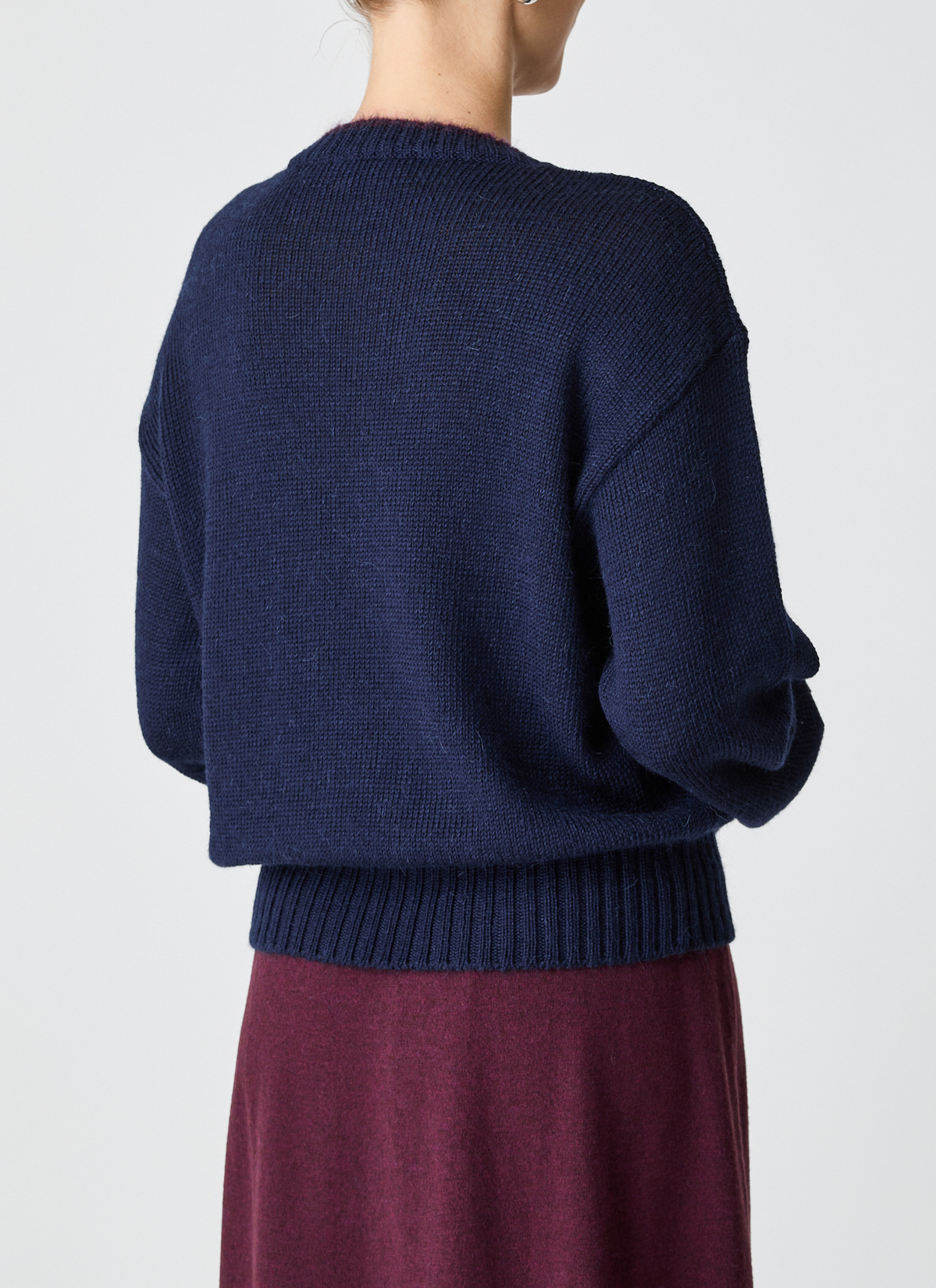 Pullover Rundhals 1/1 Arm, Navy Rückansicht