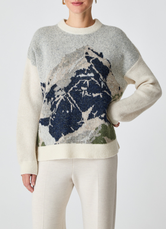 Pullover Rundhals 1/1 Arm New White Frontansicht