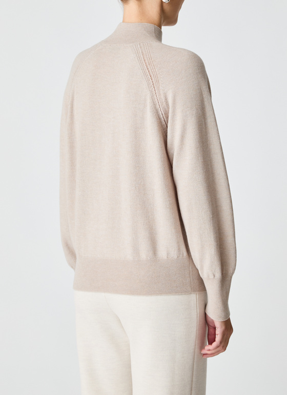 Pullover Stehkragen 1/1 Arm British Tea Frontansicht