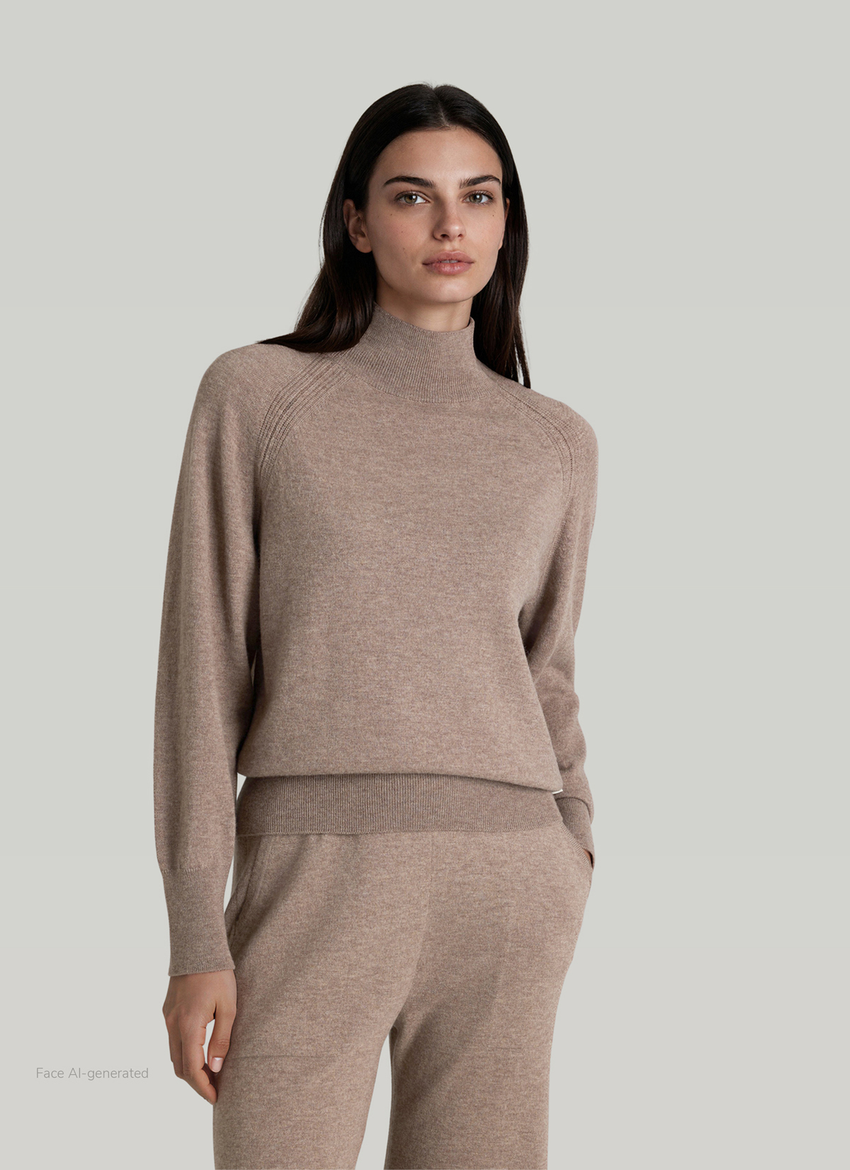 Pullover Stehkragen 1/1 Arm, Taupe Grey Frontansicht