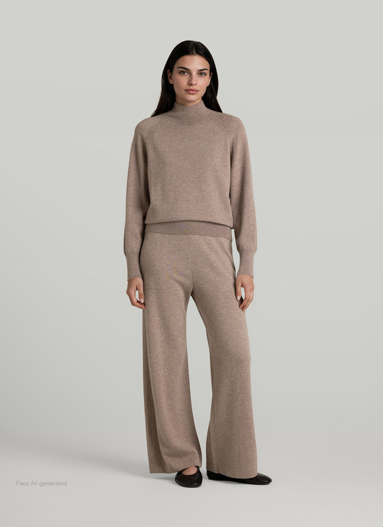 Pullover Stehkragen 1/1 Arm Taupe Grey Frontansicht