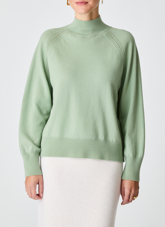 Pullover Stehkragen 1/1 Arm Matcha Tea Frontansicht