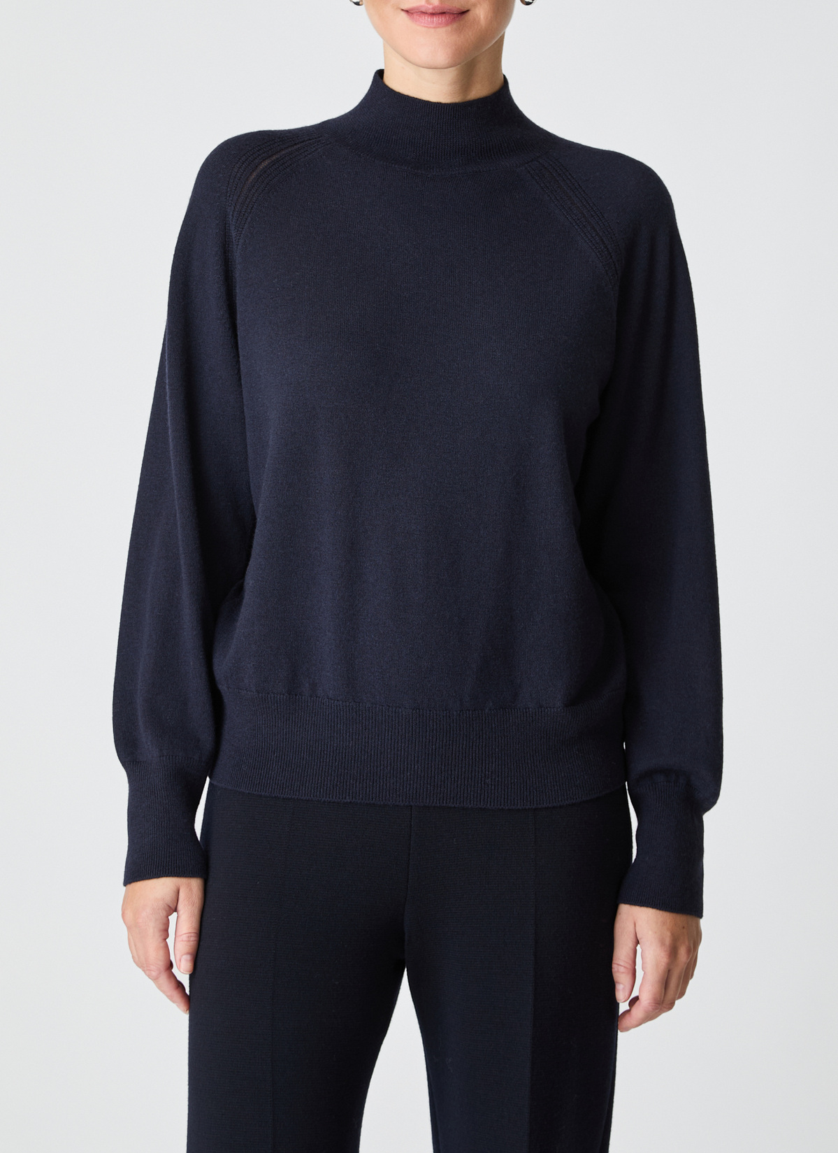 Pullover Stehkragen 1/1 Arm, Navy Frontansicht