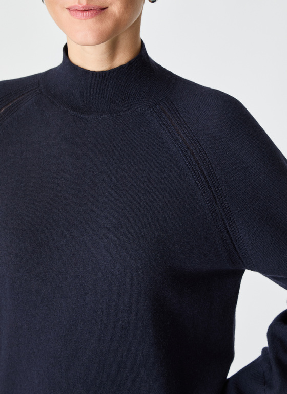 Pullover Stehkragen 1/1 Arm Navy Frontansicht