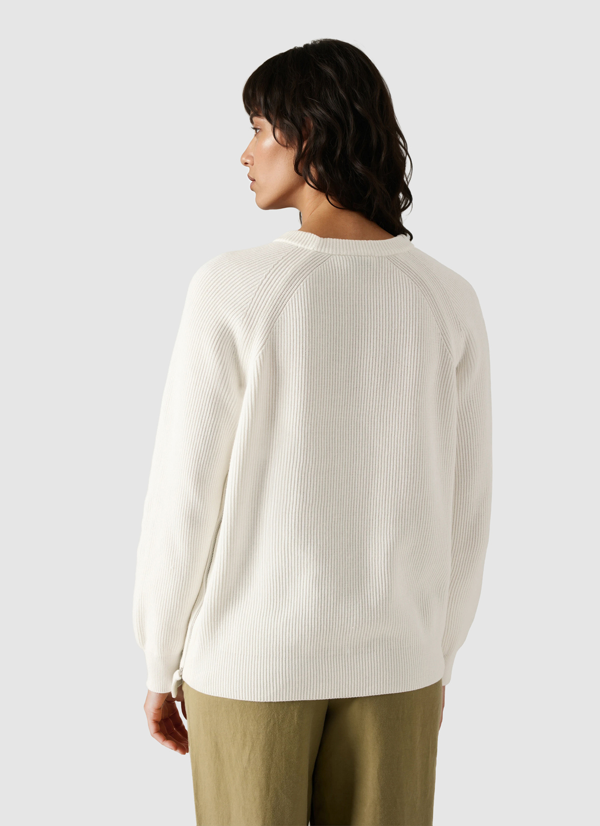 Pullover Rundhals 1/1 Arm, Off White Rückansicht