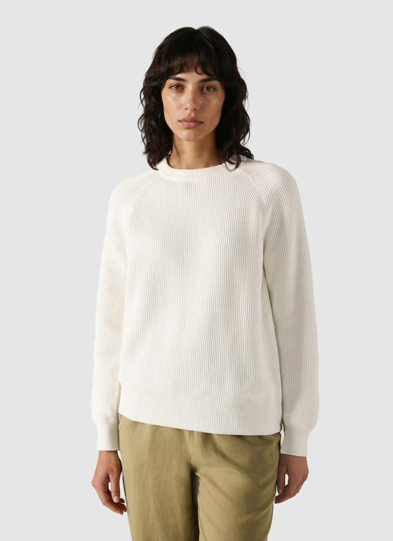 Pullover Rundhals 1/1 Arm Off White Frontansicht