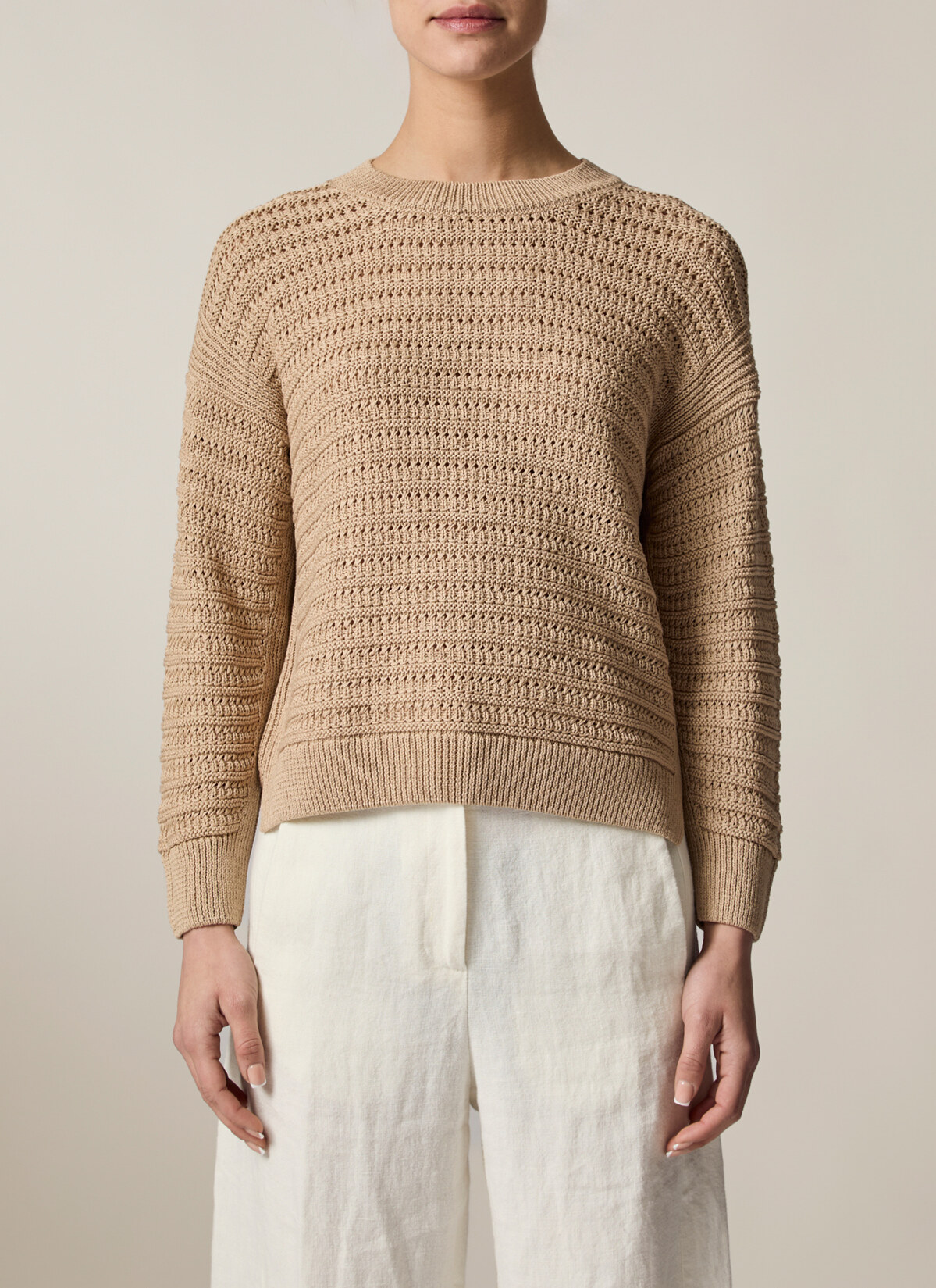 Pullover Rundhals 1/1 Arm, Beach Brown Detailansicht 1
