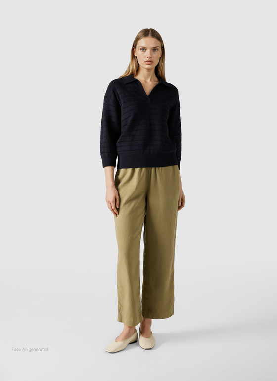 Pullover Polo 1/2 Arm Navy Frontansicht