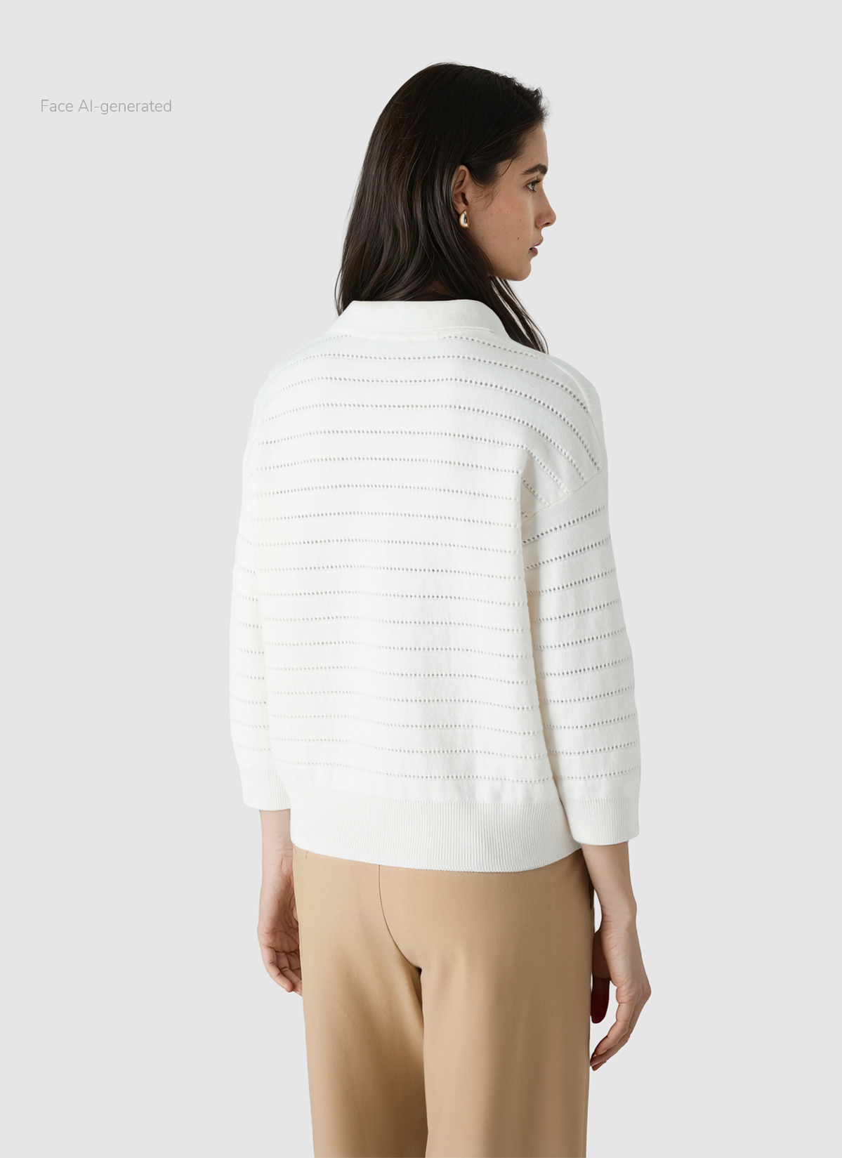 Pullover Polo 1/2 Arm, New White Rückansicht