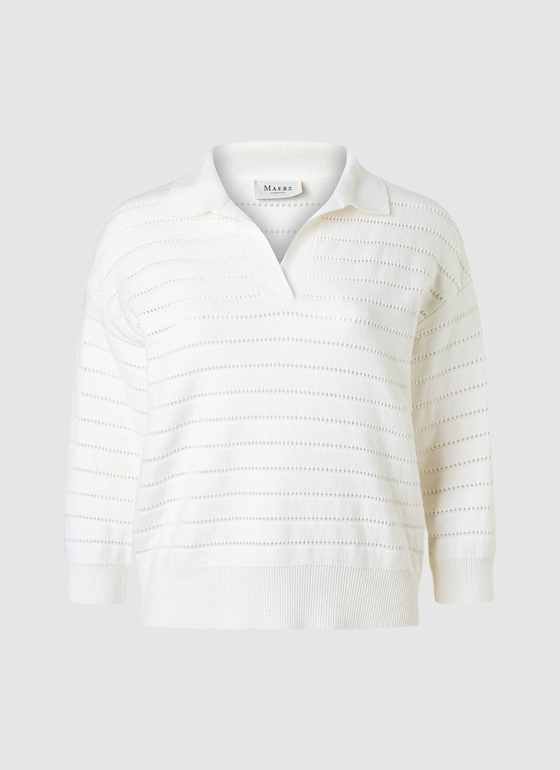 Pullover Polo 1/2 Arm New White Frontansicht