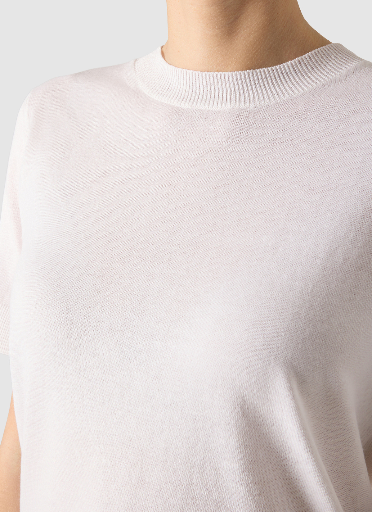 Pullover Rundhals 1/2 Arm, New White Detailansicht 1