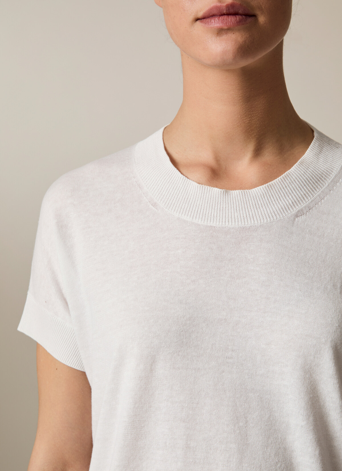 Pullover Rundhals 1/2 Arm, Pure White Detailansicht 1