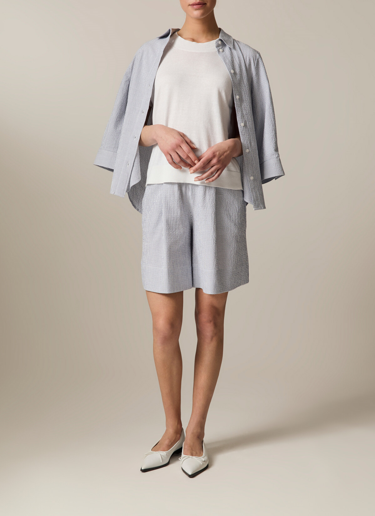 Pullover Rundhals 1/2 Arm, Pure White Detailansicht 2