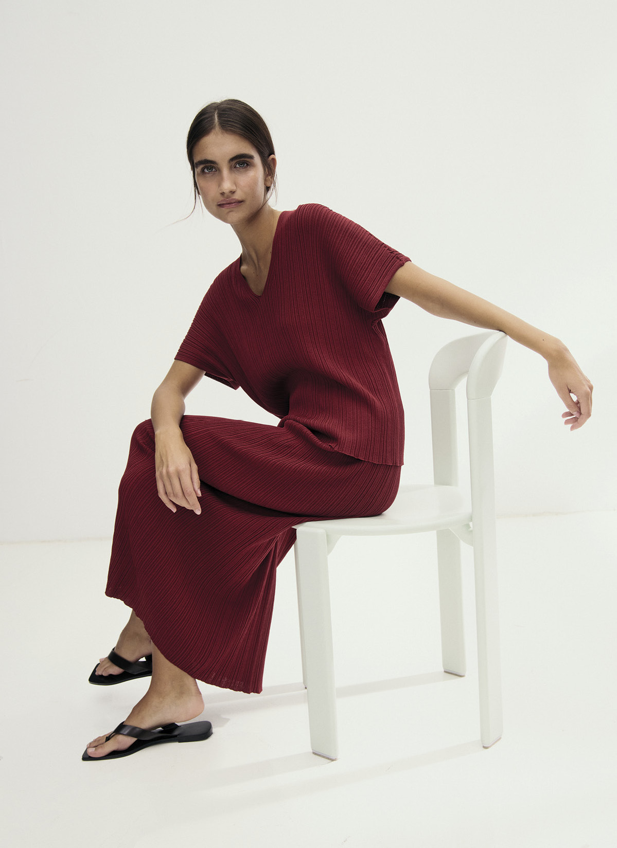 Pullover V-Neck 1/2 Arm, Red Pear Frontansicht