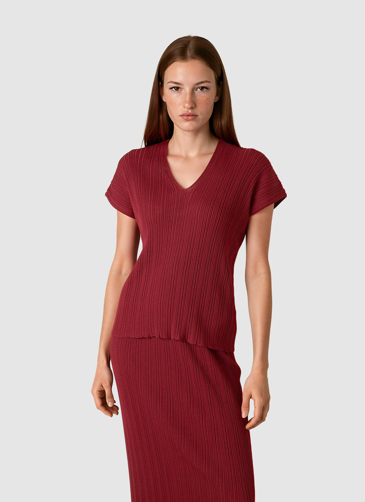 Pullover V-Neck 1/2 Arm, Red Pear Detailansicht 2