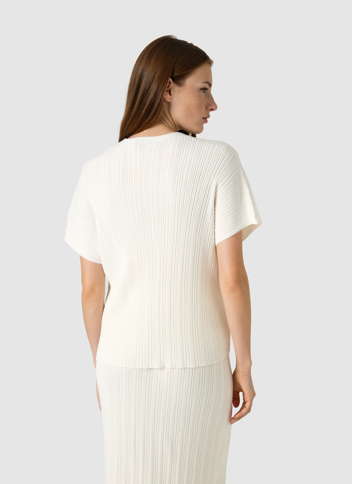 Pullover V-Neck 1/2 Arm, Off White Rückansicht