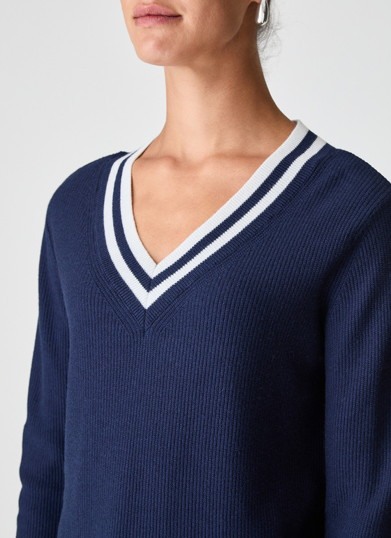 Pullover V-Ausschnitt 1/1 Arm Bright Night Frontansicht