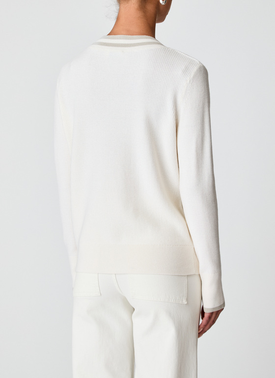 Pullover V-Ausschnitt 1/1 Arm New White Frontansicht