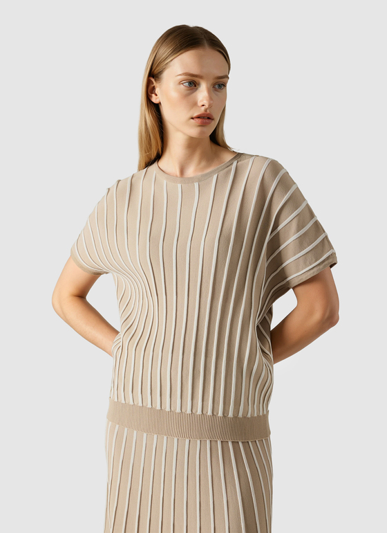 Pullover Rundhals 1/1 Arm French Oak Frontansicht