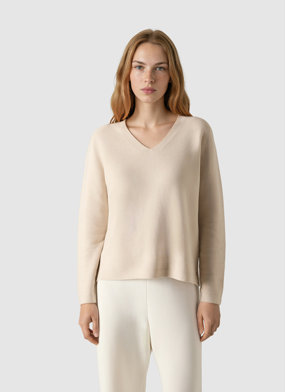 Pullover V-Ausschnitt 1/1 Arm, French Oak Frontansicht