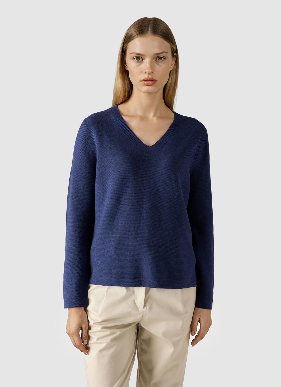 Pullover V-Ausschnitt 1/1 Arm, Midnight Sail Frontansicht