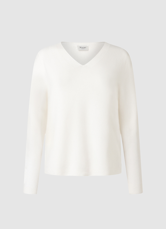 Pullover V-Ausschnitt 1/1 Arm New White Frontansicht